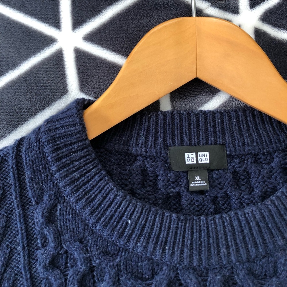 Navy Blue Fair Isle Uniqlo Oversized Sweater